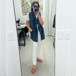 Saks 5th Avenue black label 100% Cashmere sweater vest cardigan jacket gray